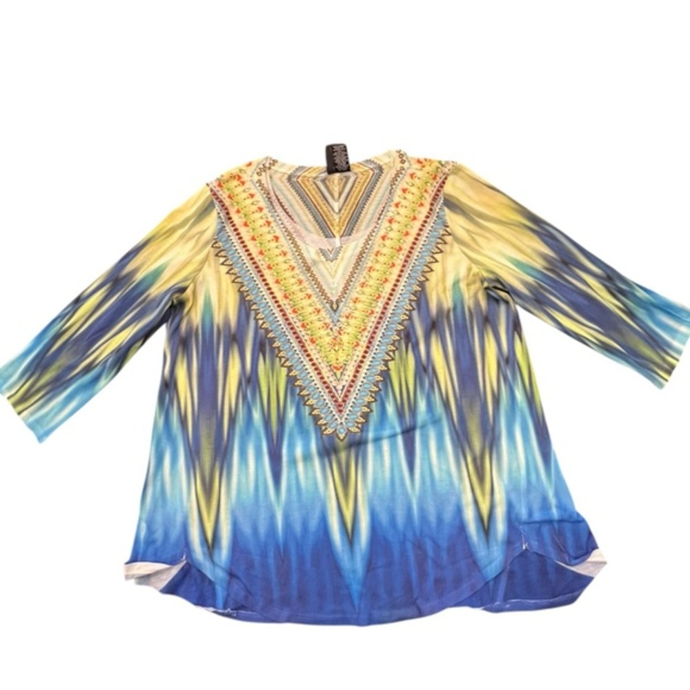 SALE!! 2 for $15 Colorful Boho Blouse Hippie‎ Tunic Top Rhinestones Tie Dye
